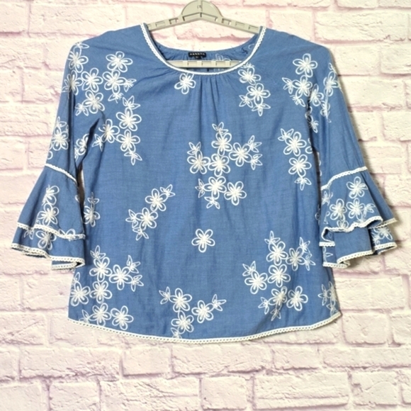 Hannah Embroidered Blouse with Bell Sleeves Size XL - Picture 1 of 5